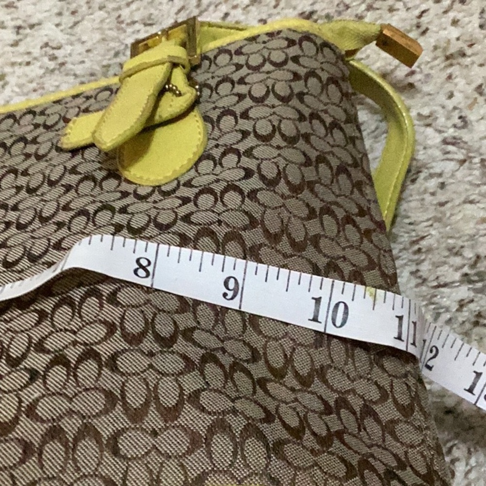Coach Signature Canvas Shoulder Bag with Yellow Trim - Picture 2 of 5